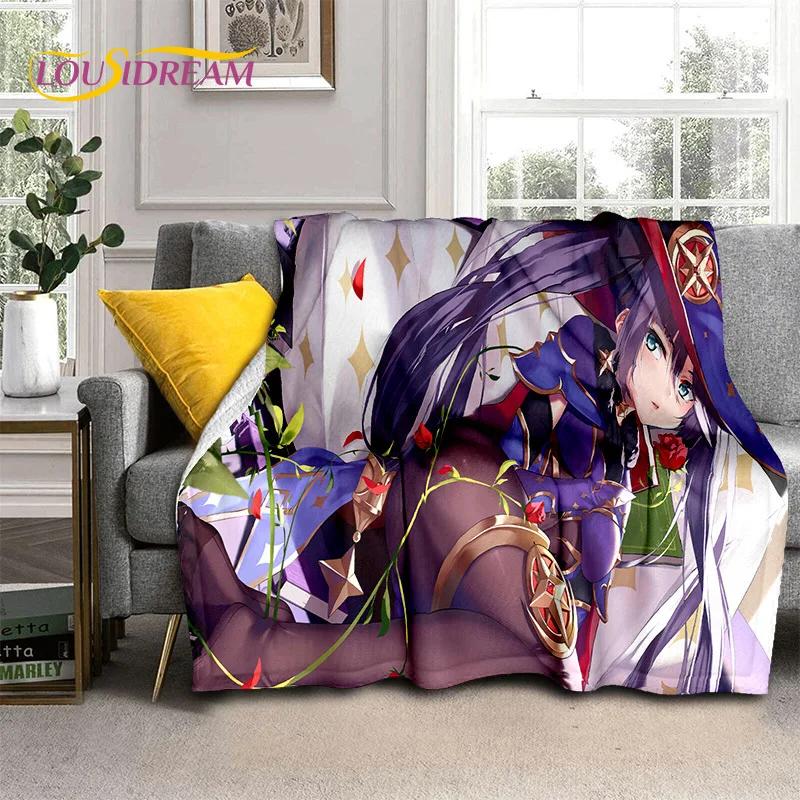 3D милый Genshin Impact мультфильм игра мягкий фланелевый плед для кровати спальни дивана пикника, плед для отдыха на свежем воздухе сон подарок