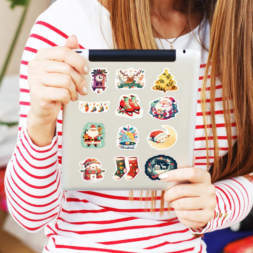 50 PCS Christmas Stickers - Colorful Holiday Decals for Mugs, Tablets, Gifts