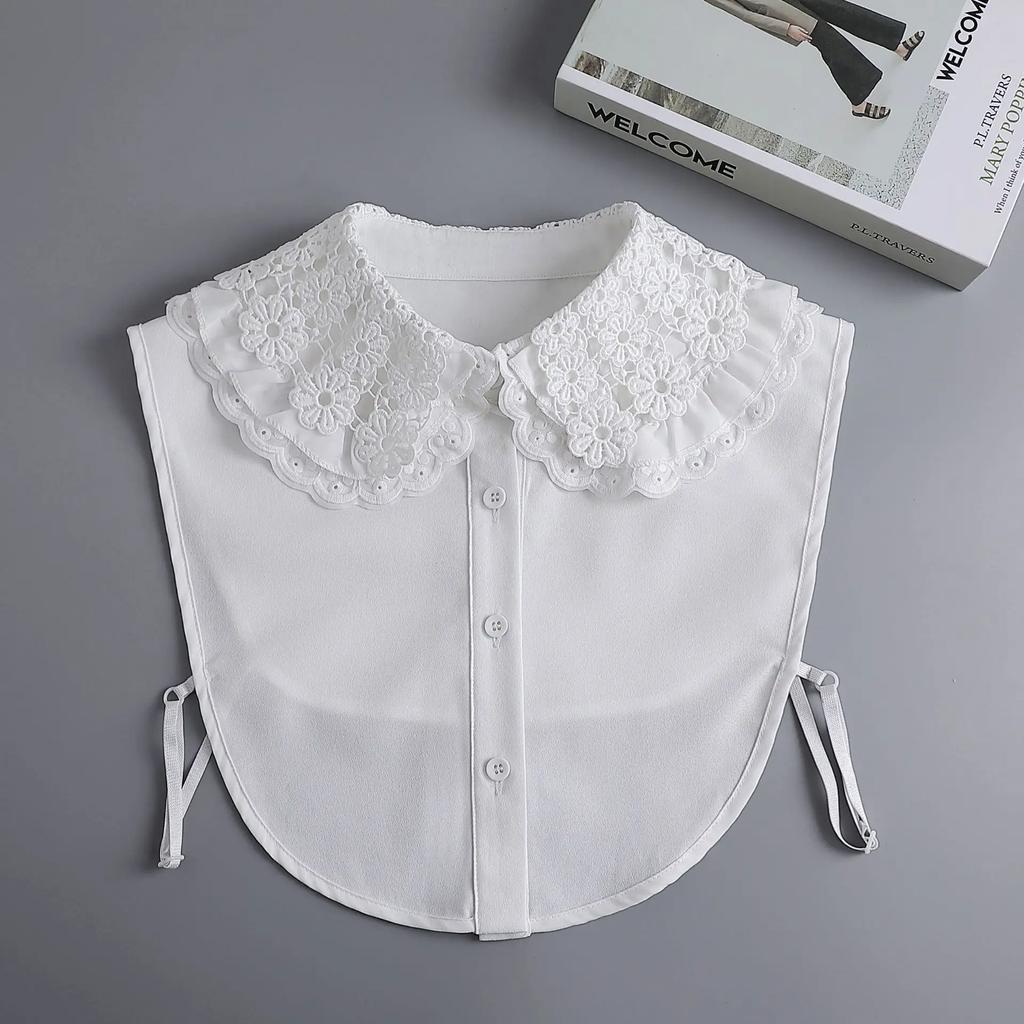 Formal False Collar Women Embroidery Faux Col Half Shirt Blouse Fake Collars Sweater Shirt Detachable Collars Accessories