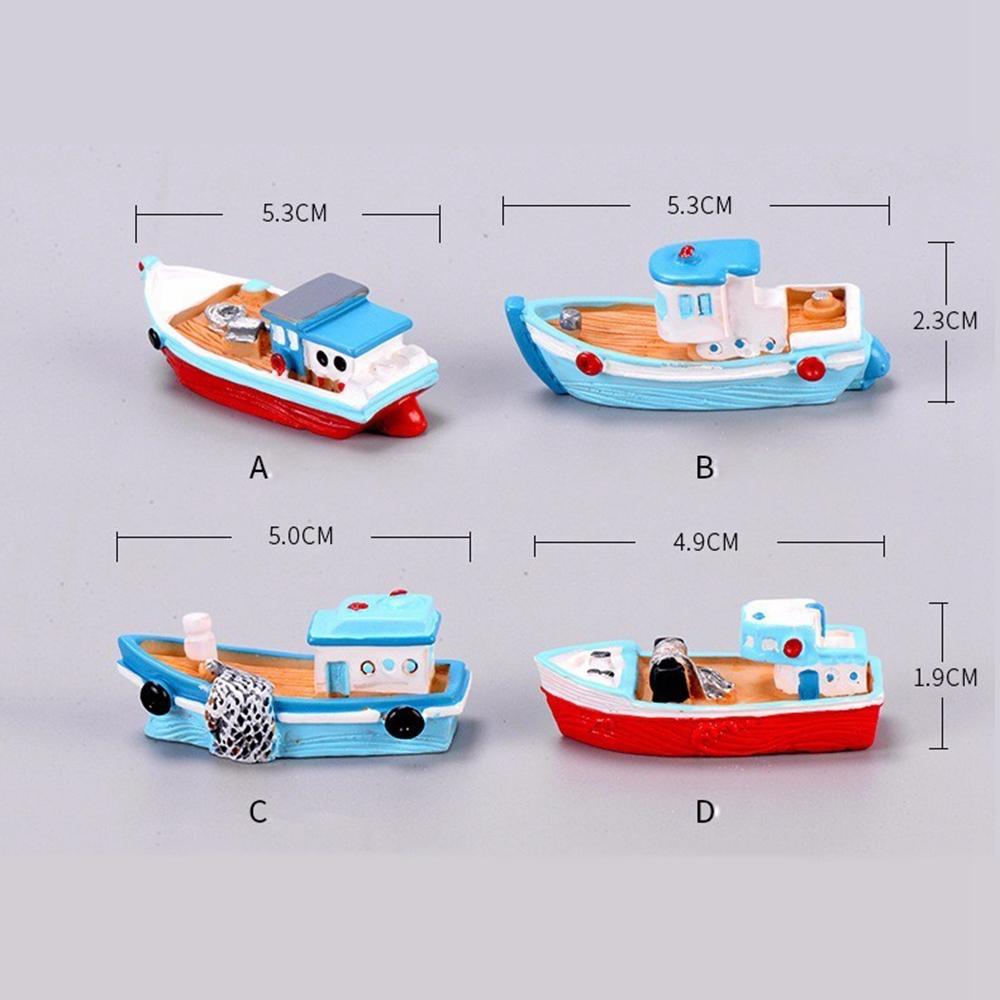 Home Aquarium Ornament Yacht Wooden Ship Micro Landscape Decor Boat Model Cake Decoration