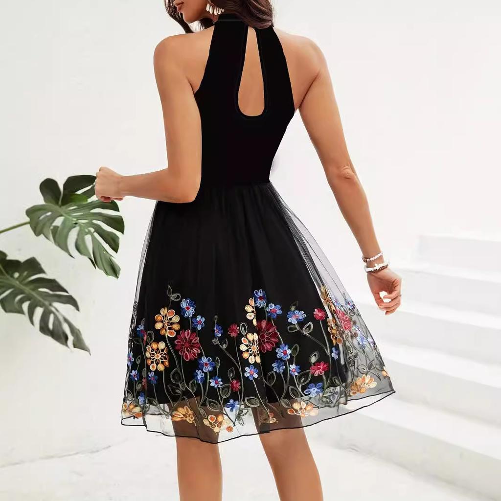 Женское летнее элегантное платье с коротким рукавом из воздушной сетки