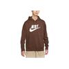Nike Спортивная клубная флисовая толстовка с карманом кенгуру и логотипом с принтом, пуловер, мужская толстовка, коричневая BV2974-259