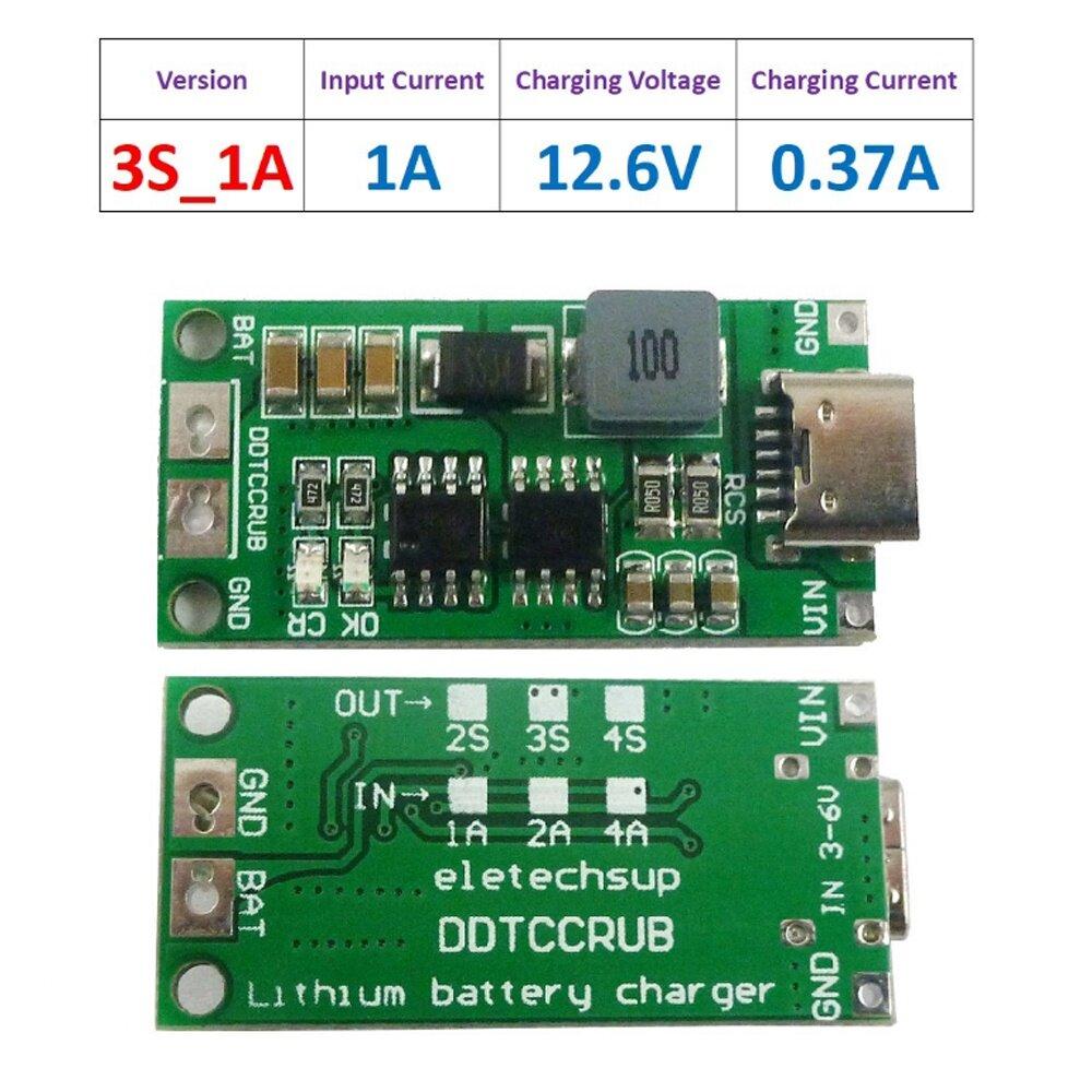 Многоэлементный 2S 3S 4S Type-C до 8,4 В 12,6 В 16,8 В повышающий литий-полимерный литий-ионный зарядное устройство 7,4 В 11,1 В 14,8 В 18650 литиевая батарея