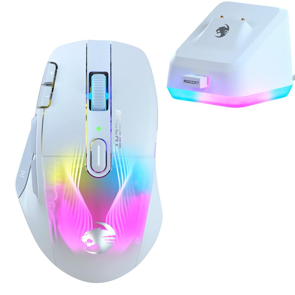 ROCCAT Gaming Mouse Kone XP Air Wireless German Design 2.4GHz/Bluetooth White/White Optical/19K/Optical/Multi-Buttons/99g/Charging Dock/4D