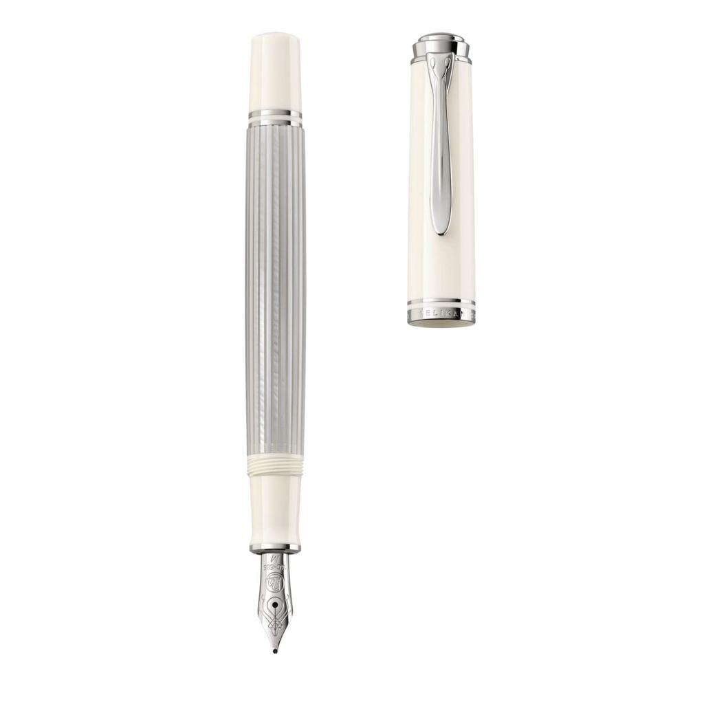 Pelikan Pelikan перьевая ручка F Fine Point Souveraine Silver White M405 подлинный импортный продукт