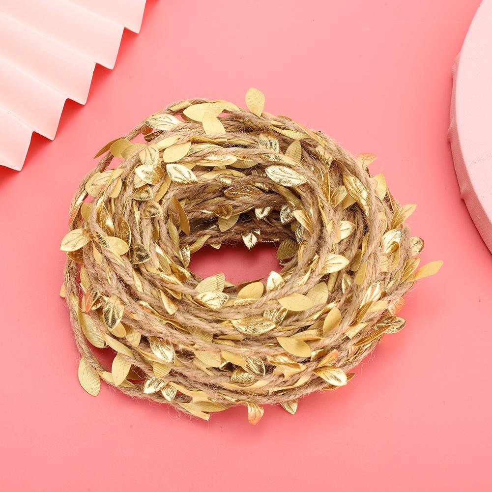 10 м искусственная гирлянда из листьев, веревка, лоза, плетение, пенька, сделай сам, домашнее ремесло, декор для свадебной вечеринки, золотой