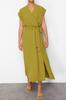 Women's Fashion New Dress Fat Green Regular Woven Dress