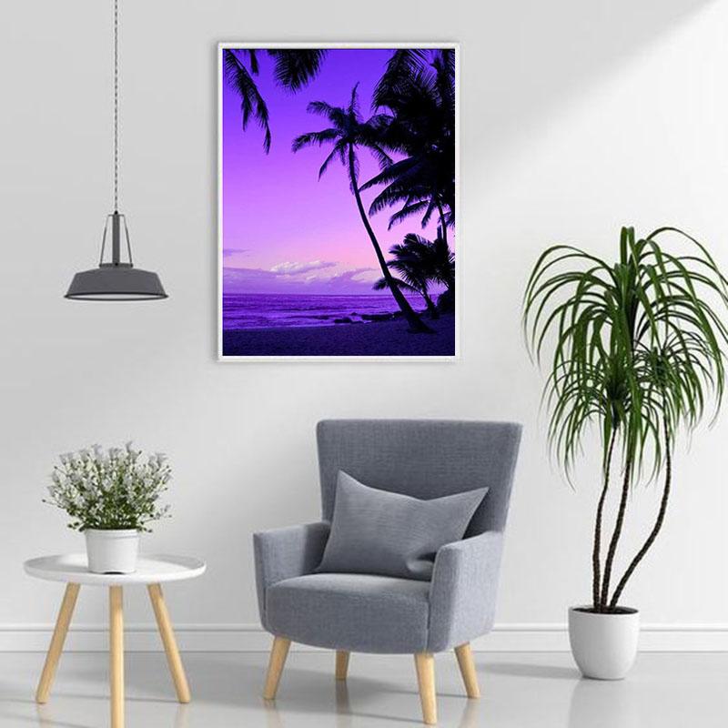 Full Round 5D DIY Diamond Painting Sunset Landscape Sea View Cross Stitch Kits Mosaic Rhinestone Embroidery Home Decor