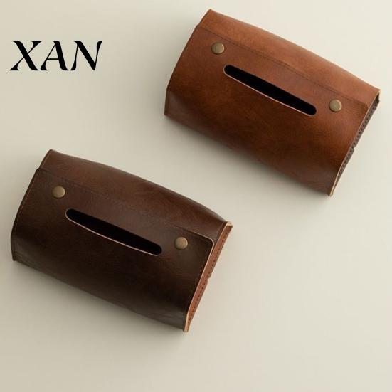 Kitchen Paper Holder PU Leather Tissue Box, Foldable Retro Style Holder, Modern Home Decor Decorative Desktop Organizer, for Office Desk Car