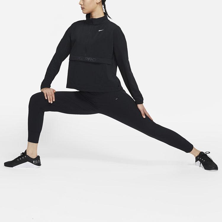 Nike Компактный женский тканый тренировочный топ American Vintage с половиной молнии, который можно сложить в карман, черный DA0384-010