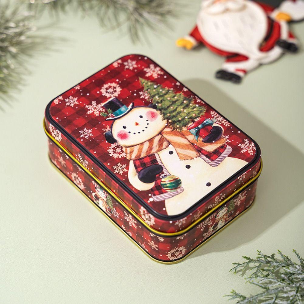 Cute Christmas Tinplate Gift Box Mini Santa Claus Tinplate Box Metal Candy Box Party Favors