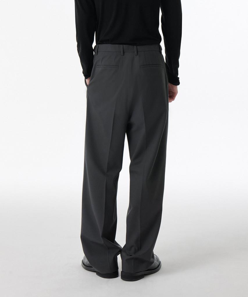 MUSINSA STANDARD Whipcord One-Pleat Wide Hidden Banding Slacks [Gray]