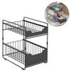 Cabinet Organizer, Pull-out Drawers, Shelves, Metal Black 37x28x43cm W57