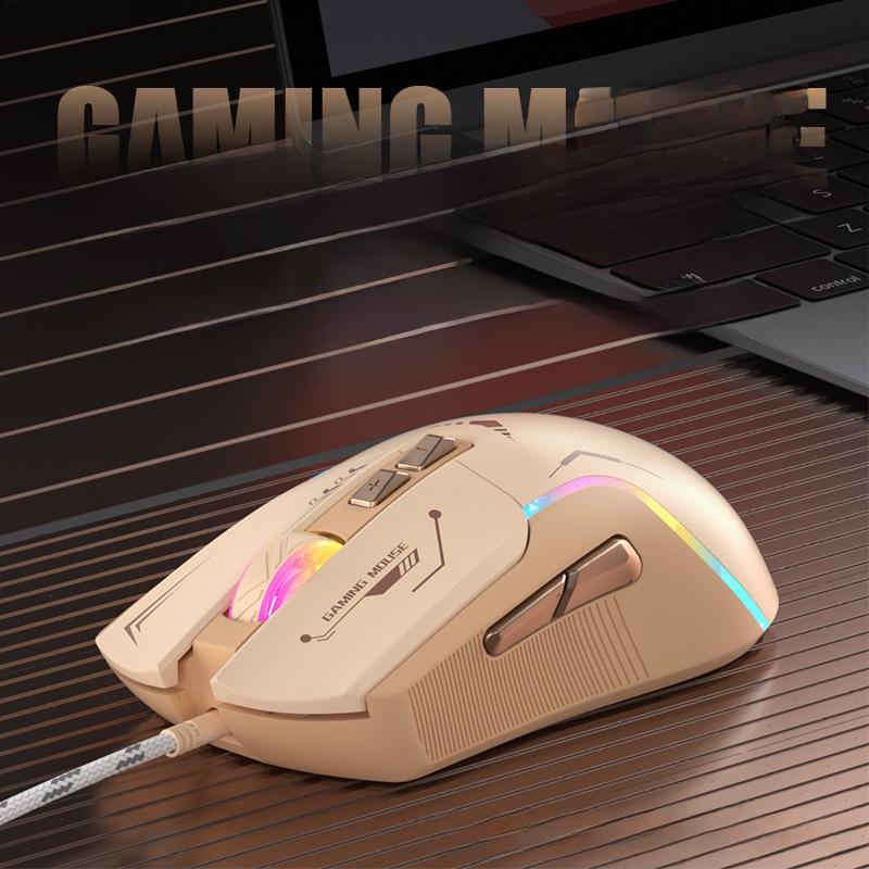Проводная 7D светящаяся игровая мышь с макродрайвером, красочная RGB-подсветка
