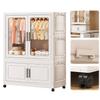 Mobile Wardrobe Clothes Organizer with Haging Rod & Cabinet Clothing Storage Shelf Wardrobe Closet Rack for Bedroom Living Room