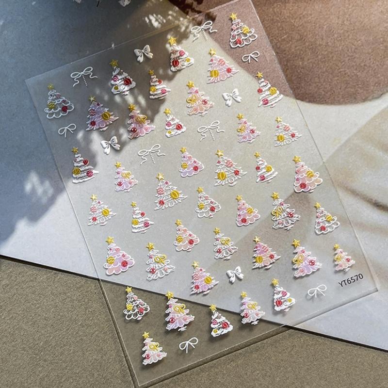 Cute Christmas Snowman Christmas Tree Santa Claus Nail Stickers Kawaii Art Stickers Diy New Year Accessories Manicure Decals