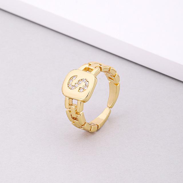 Initial Letter Ring Women Trendy Adjustable Pave Micro Zirconia Hollow Finger Ring For Women Jewelry Gift