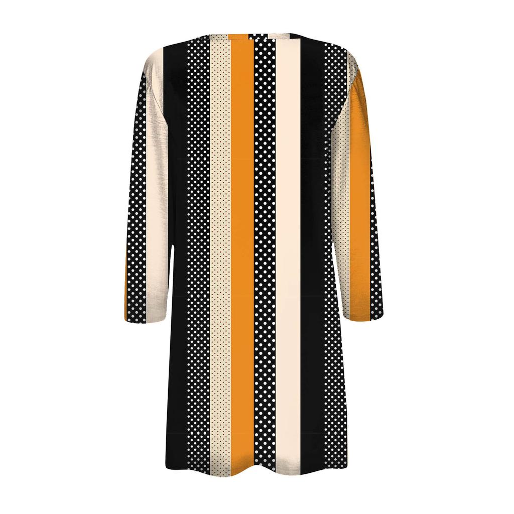 Женский модный свободный повседневный кардиган с принтом и карманами, куртка с рукавом семь восьмых, топ