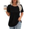 Fashion Tops Pleated Round Neck Short Sleeve T-Shirt