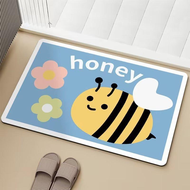 1pc Door Mat Cute Kawaii Bear Rabbit Printed for Home Living Room Decor Non-slip Floor Mat Cozy Carpet for Home Door Decoration