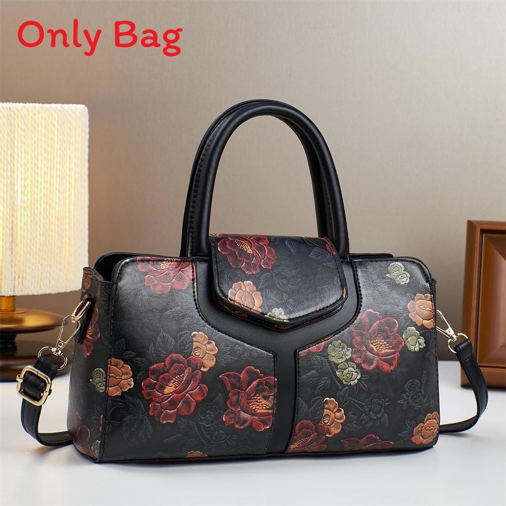 Boston Tote Bag With Splicing Prints And Pu Material For Daily Casual Use
