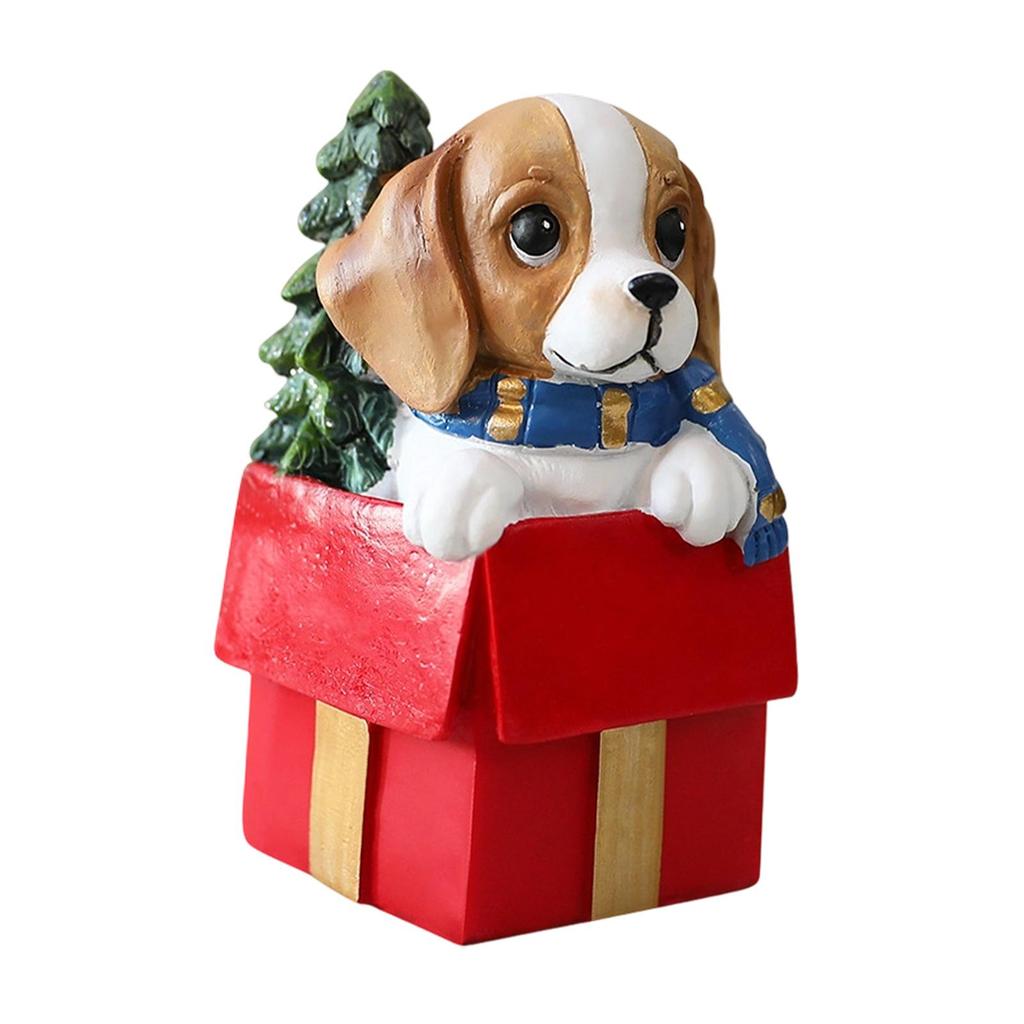 Миниатюрная Рождественская фигурка собаки, декоративная полимерная скульптура, украшение в виде щенка для декора витрины офиса, полки, столешницы, каминной полки