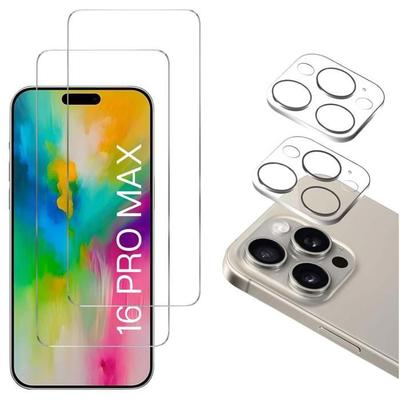 Закаленное стекло - Phonillico® - iPhone 16 PRO MAX - Упаковка 2 шт. - Защита экрана - Защита камеры