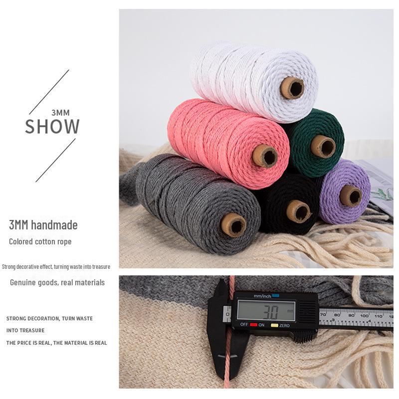 Цветная хлопковая веревка 3 мм для гобеленов ручной работы и плетеных шнурков