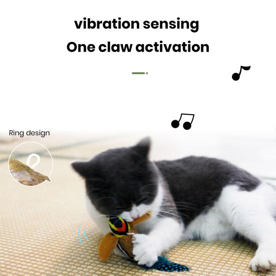 Interactive Cat Toys Hanging Plush Bird Squeaky Sound Simulation Bird Teaser Toy Playful Entertain Bond with Your Pet Kitten Chirping Toy for Cats