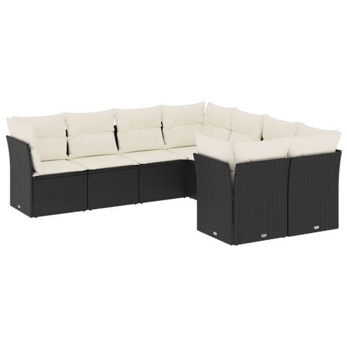 VidaXL Salon de jardin 8 pcs avec coussins noir résine tressée 3218586