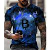 Summer Round Neck 3D Print Bitcoin Pattern Top Fashionable Casual Short Sleeved Men's T-shirts