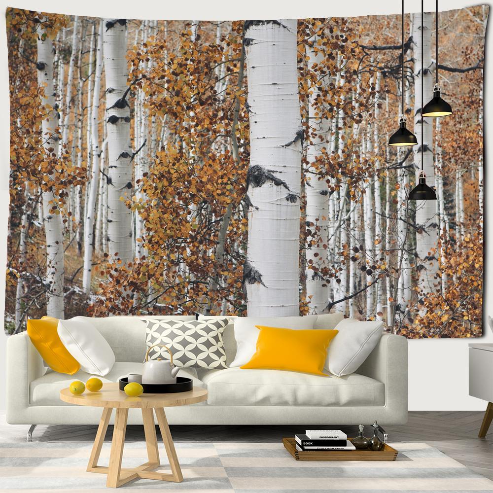 3D пейзаж лес береза лес деревья большой гобелен хиппи настенный гобелен богемный декор гобелен спальня фон ткань