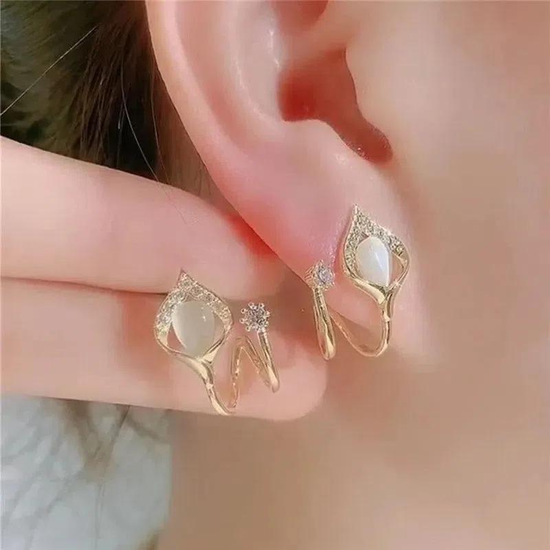 Длинные серьги-бантики из серебряных игл S925 с кошачьим глазом и жемчугом - Ретро и универсальный стиль для женщин