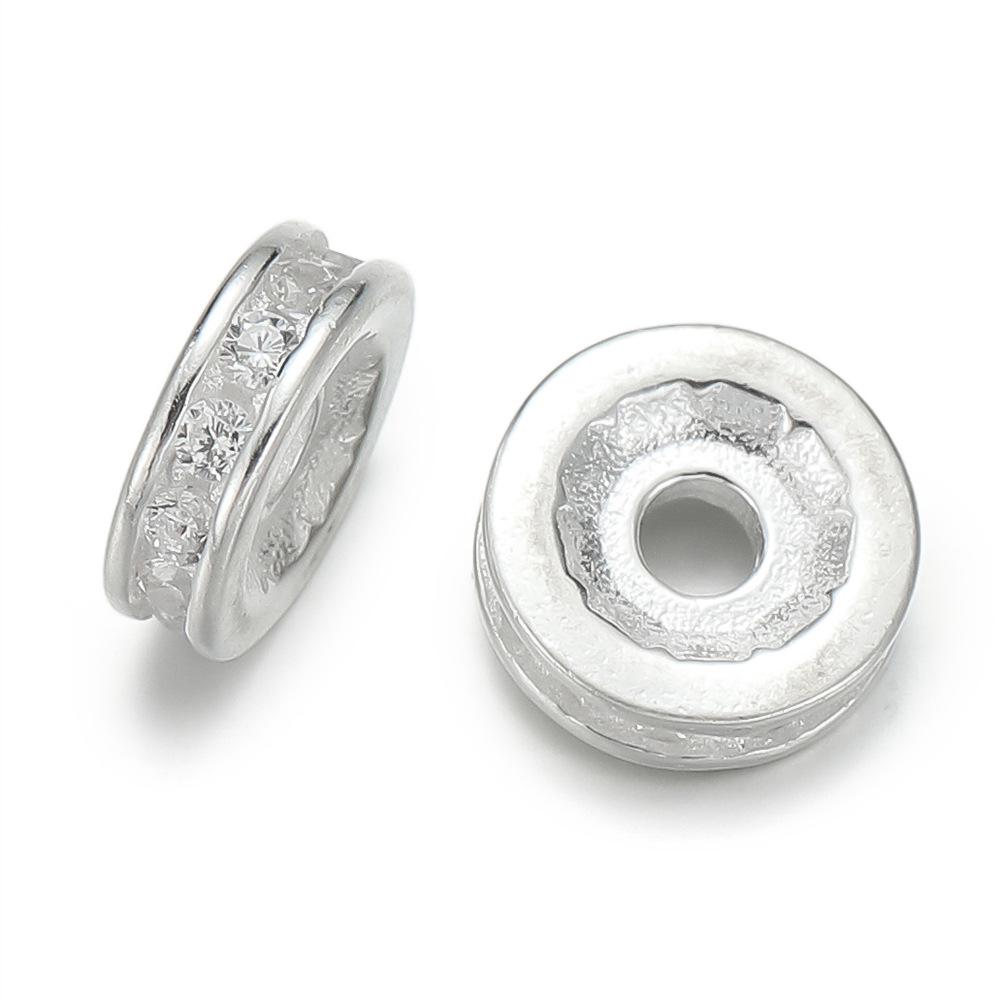 Стерлинговое серебро 925 пробы, инкрустированное бриллиантами, разделительная бусина для браслетов и ожерелий