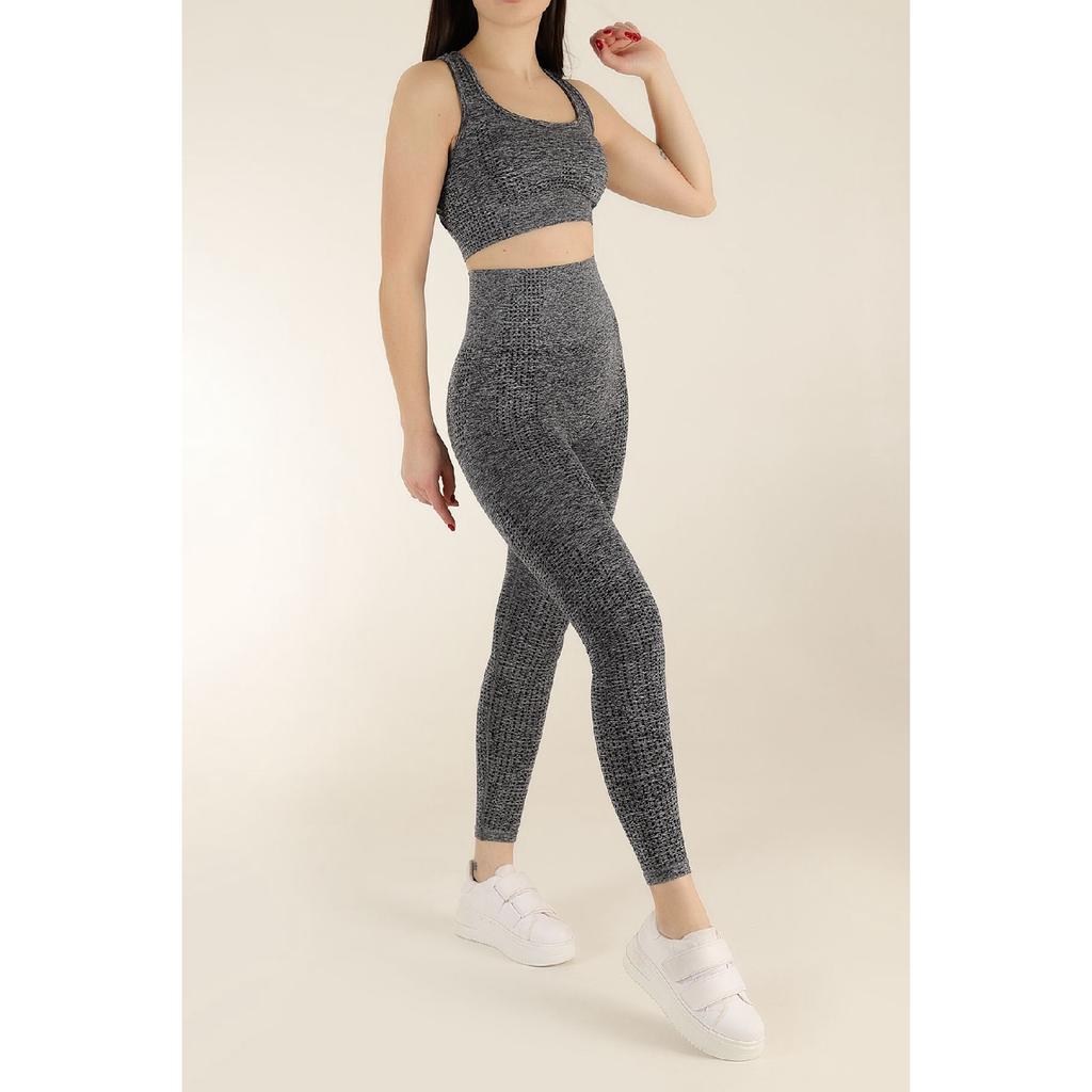 Меланжевый спортивный бюстгальтер и колготки