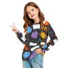 Детская футболка с принтом и длинным рукавом с карманом для школы