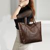 Simple Versatile Crocodile Print Tote Bag Large Capacity Fashion Handbag Vintage Design Shoulder Women's Bag