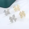 Delicate and Elegant Ladies Bow Stud Earrings Full of Diamond Zircon Bow Stud Earrings Jewelry Party Gift Gold Earrings