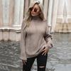 Autumn and Winter Women's Sweater Fashion Solid Color Long Sleeve Twist Loose Turtleneck Sweater