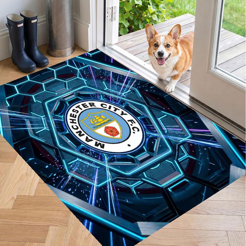 Soft Floor Carpet Manchester City Pattern Area Rug Decorative Mat For Home Room Decoration