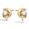 [R7144] - White Gold 'Dolphins' Gold Plated Earrings - 7x6 Mm