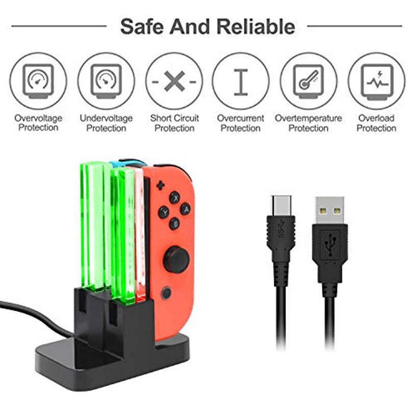 Зарядная док-станция, совместимая с переключателем Nintendo для контроллера модели Joy Con и OLED со светодиодной индикацией фонарного столба