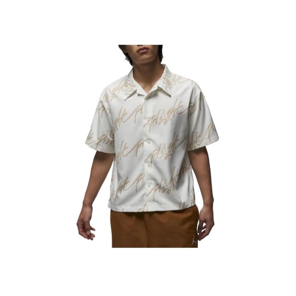 Jordan Свободная рубашка с коротким рукавом и принтом логотипа Allover, мужские топы белого цвета FB7323-133