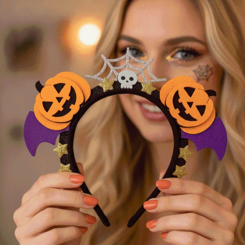 Блестящие Звезды Тыква Ободок Фетровые Крылья Летучей Мыши Обруч для Волос Хэллоуин Ободок для Волос Парад