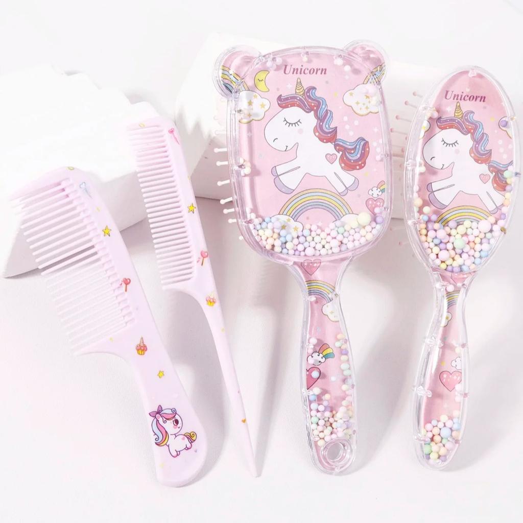 Набор из 4 расчесок для укладки, 2 мини-мультяшные расчески, красочная мультяшная расческа с воздушной подушкой-пузырем, Специально для париков из натуральных волос