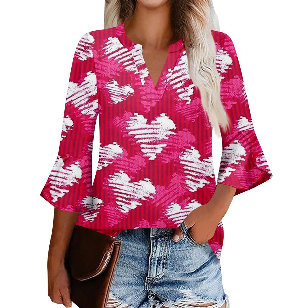 Женская рабочая рубашка с плиссировкой и рукавом 3/4, рубашка с V-образным вырезом, повседневная рубашка с завязками на талии, деловая рубашка