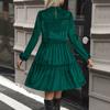 Весеннее, осеннее и зимнее женское платье, модное темпераментное элегантное зеленое платье