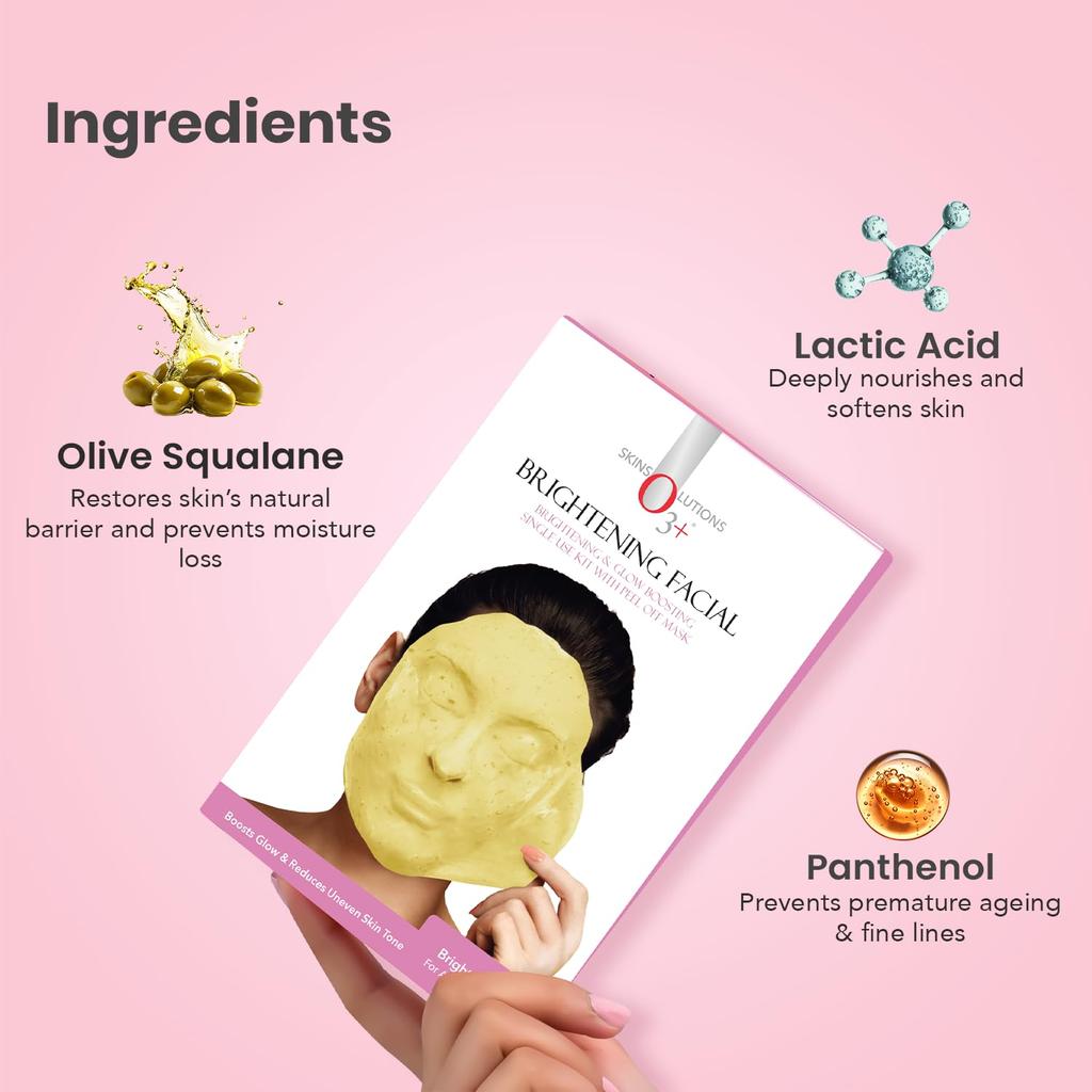 O3+ Brightening Facial Kit With Peel Off Power Mask 45gm Pack Of 2 For Glowing Skin