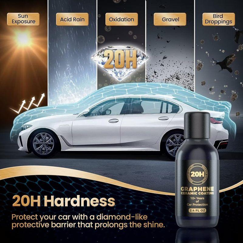 20H Продвинутое Керамическое Покрытие с Нано Графеном для Автомобилей Уникальная УФ Технология и Чрезвычайно Гидрофобный Керамический Набор для Покрытия Автомобилей