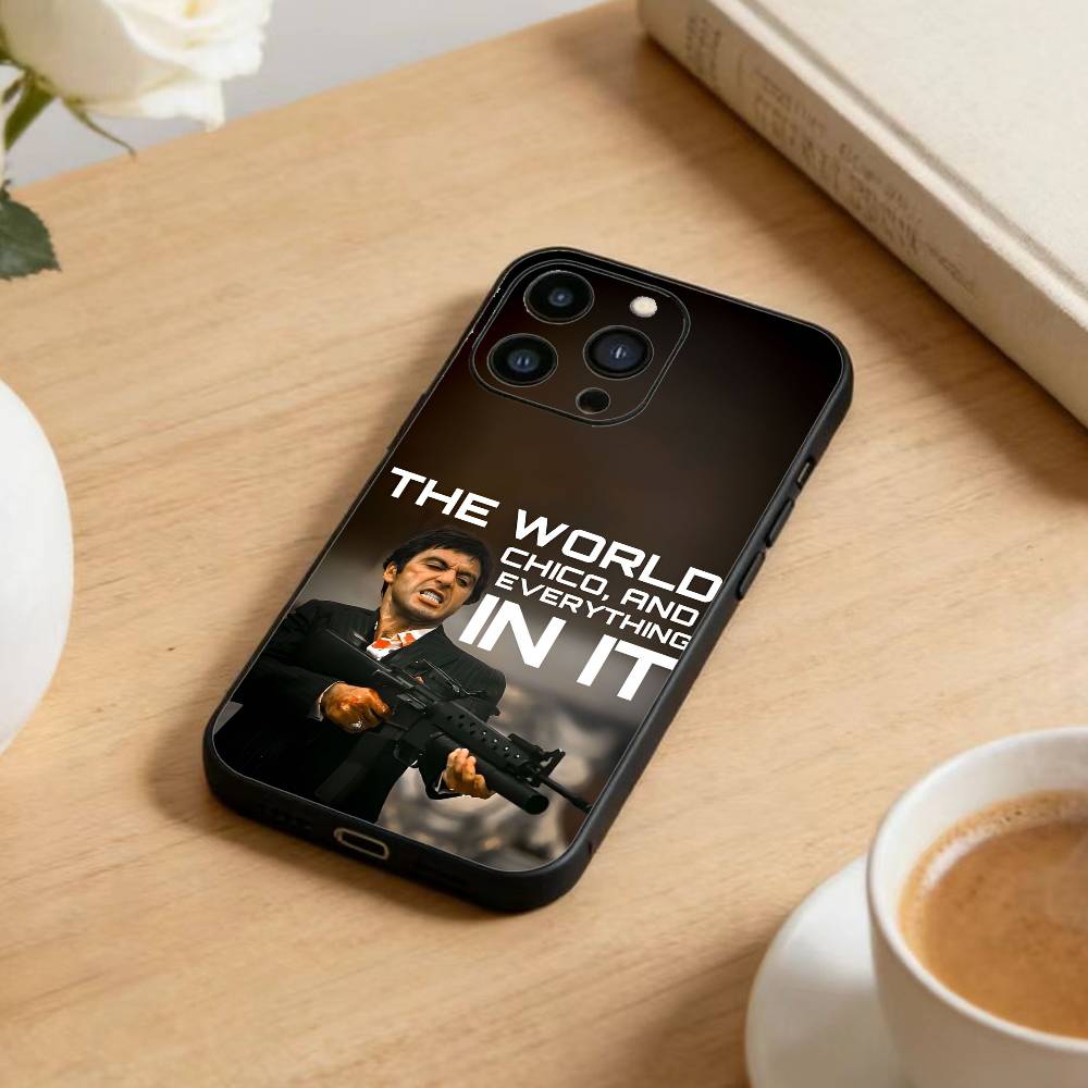 1983 Фильм S-Лицо со шрамом Чехол для телефона для iPhone 17 16 15 14 13 12 Max Plus Силиконовый Черный Чехол